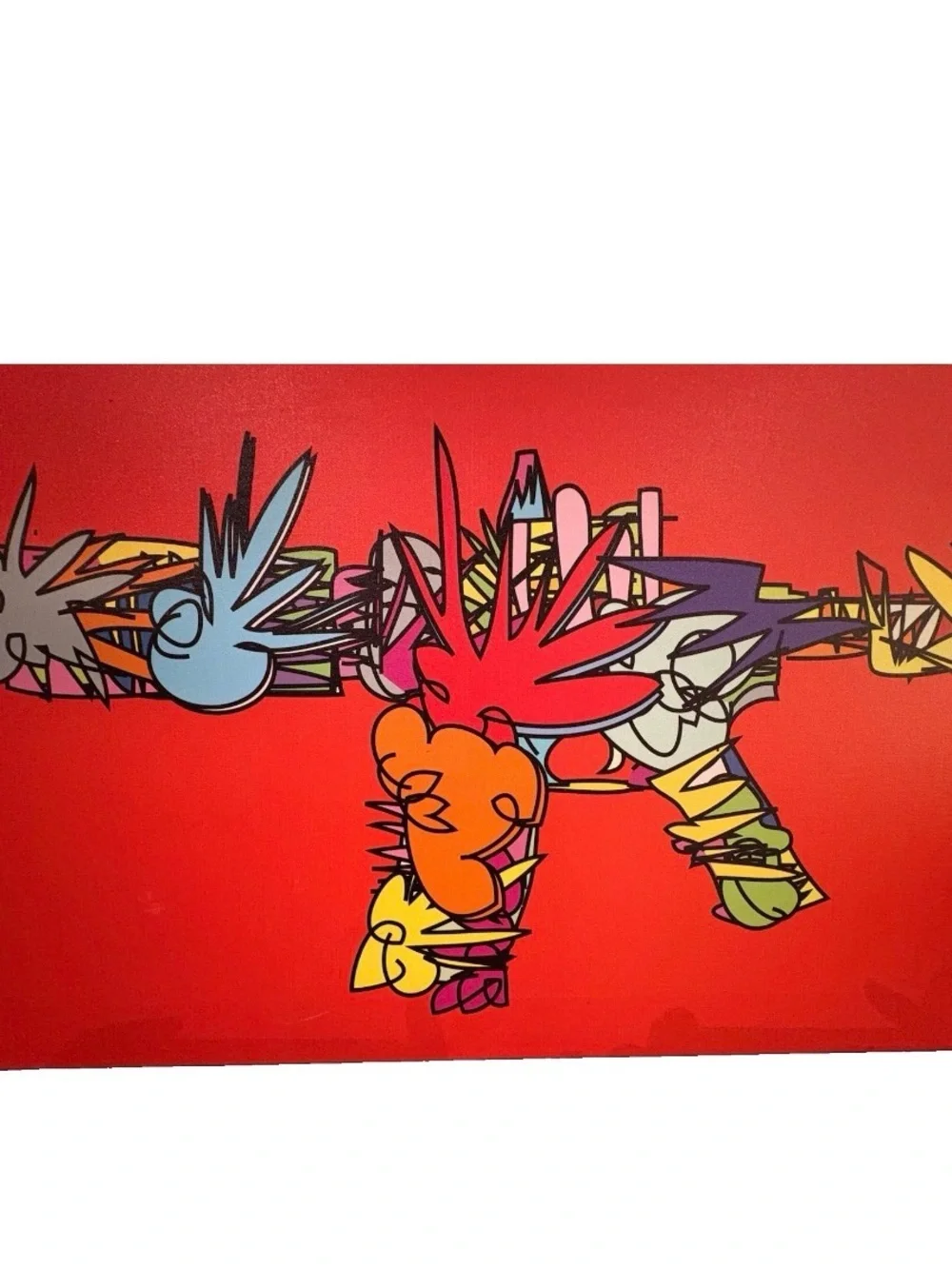 TECHNODROME1 AK47 Pop Art Canvas Print 48” x 16” Red Graffiti Contemporary Art
